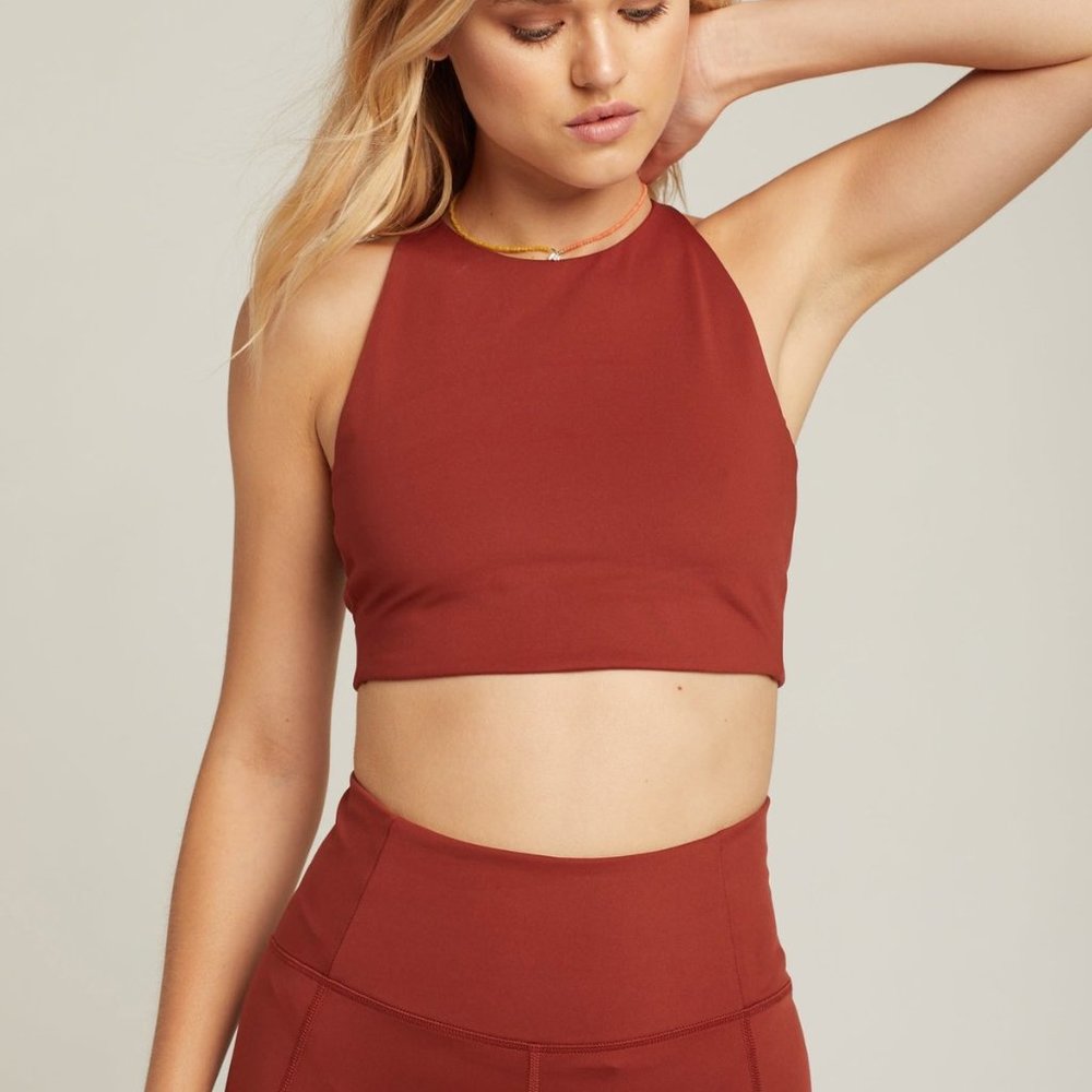 Girlfriend Collective Sports Bra and Matching Leggings FULL SET! Sedona Rust M - Picture 4 of 4